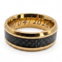 Anillo de cotización dorada de oro de acero inoxidable y banda central de carbono personalizada con láser Interior grabado
