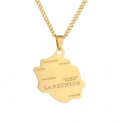 Collana da uomo Isola della riunione d'oro | Ciondolo in acciaio personalizzabile