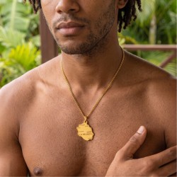 Men's Necklace Island of the Gold Reunion | Customizable steel pendant 2