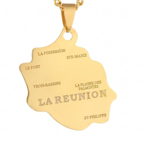 Collar de hombre Isla de la Reunión de Oro | Colgante de acero personalizable