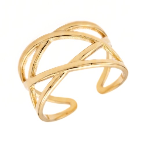 Adjustable Female Ranks Crossing Ring | Golden steel ring