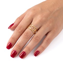Verstellbare Frau in Gold Edelstahl mit feinem Gold mit elegantem gekreuzten Rangmuster. 2