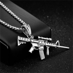 Pendentif homme acier inoxydable arme forme de fusil d'assaut AK47 2