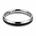 4mm stainless steel ring with central black band with interior etching