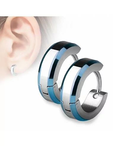 Paar schicke kreolische Ohrringe für Männer und Frauen für Teenager aus blau plattiertem Stahl