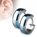 Paire boucles d'oreilles créole chic homme femme ado acier plaqué bleu