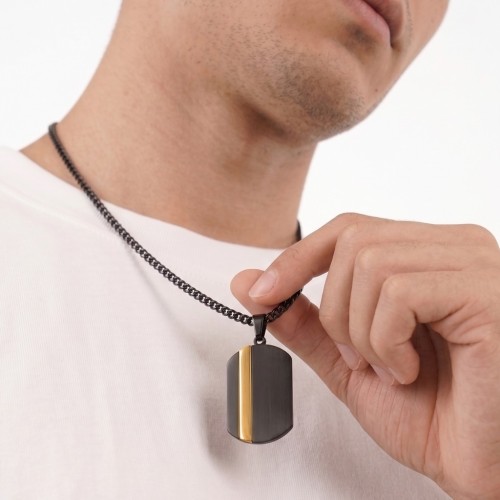 Collier Homme Plaque Militaire Noir & Or | Dog Tag Personnalisable