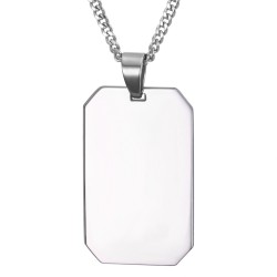 Collier dog tag homme en acier inoxydable effet miroir avec forme octogonale originale.