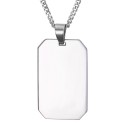 Collier dog tag homme en acier inoxydable effet miroir avec forme octogonale originale.