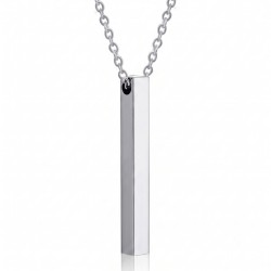 Men's pendant necklace Minimalist rectangular stainless steel rectangular bar.
