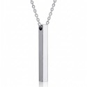Collier pendentif homme barre verticale rectangulaire minimaliste en acier inoxydable à personnaliser.