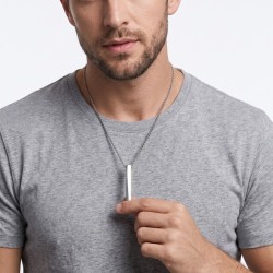 Men's pendant necklace Minimalist rectangular stainless steel rectangular bar. 2