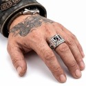 Knight Biker Pyramid with death head worn, a manly and affirmed style.