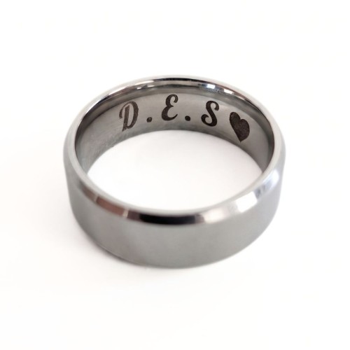 Personalized 8mm Bevelled Custom Mirror Steel Ring