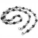 Collana da uomo catena chicchi di caffè acciaio inossidabile e nero 55cm 10mm