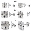 Stahl-Chip-Ohrringe mit weißem Diamant in neun Quadrate vorhandene Buntglas mit einem Durchmesser von 5 mm, 6 mm und 7 mm