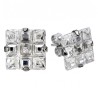Paar Edelstahl-Ohrringe mit weißem Diamant in neun Quadratisches Glas