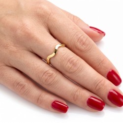 Fine Ring for Women in 316L Golden Stainless Steel with Original Wavy Line, Customizable by Engraving. 2