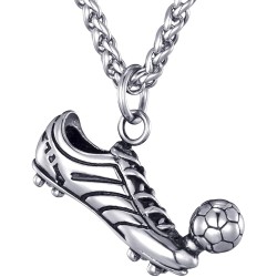 Colgante de acero para hombre con forma de balón y taco de fútbol y 1 cadena