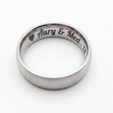 Alianza de bodas de acero inoxidable, anillo de ancho tradicional de 6 mm personalizado por láser interior grabado