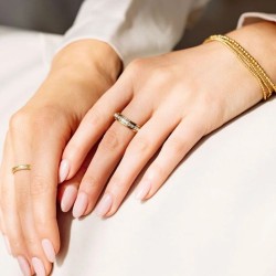 Allianzfrau Anti-stress in goldenem stahl und funkelnden kristallen, 5mm breite 2