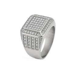 Equipaggio in acciaio inox in acciaio inox argento con cristalli di ossido di zirconio in cristalli per bling bling style