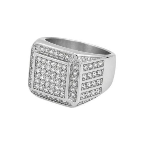Silver Stainless Steel Man Knight Set with Zirconium Oxide Crystals Pavement For Hip-hop style