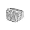 Silver Stainless Steel Man Knight Set with Zirconium Oxide Crystals Pavement For Hip-hop style