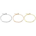 Différentes couleurs de cette chaîne de cheville réglable pour femme acier inoxydable avec breloques cœur et inscription Loveu.