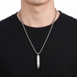 Men's military necklace for stainless steel with revolver bullet pendant on his channel. 2