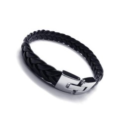 CUERO AUTÉNTICO Y CIERRE DE ACERO 316L PULSERA DE CUERO AUTÉNTICO PARA HOMBRE PROMO NUEVO