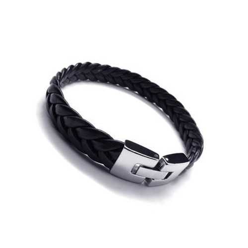 CUERO AUTÉNTICO Y CIERRE DE ACERO 316L PULSERA DE CUERO AUTÉNTICO PARA HOMBRE PROMO NUEVO