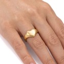Bague ajustable pour femme en forme de cœur en acier inoxydable doré à l'or fin.