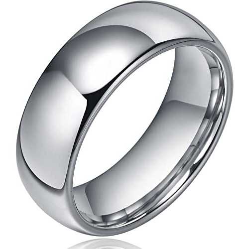 Bague alliance de mariage homme carbure de tungstène effet miroir 8mm