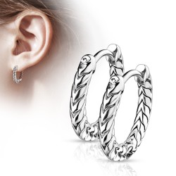 Pair Earrings Creoles Woman Man Steel Silver Antique Style