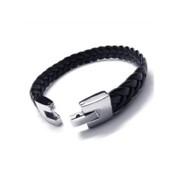 GENUINE LEATHER AND 316L STEEL CLASP GENUINE LEATHER BRACELET FOR MEN PROMO NEW