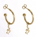 Women's golden earrings with stroller stroller clasps for ear nails and small snakes.