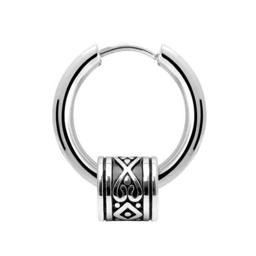 Orecchini uomo Viking | Cilindro tribale in acciaio Creoles