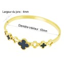 Détail des dimensions du bracelet jonc en acier doré affichant une largeur d'anneau de 4mm et un diamètre intérieur de 63mm.