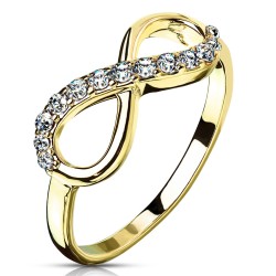 ANELLO INFINITO Donna in acciaio dorato con ossido di zirconio di serti d'oro fine