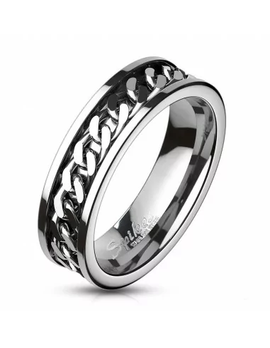Anello anello di fidanzamento alleanza matrimonio catena d'acciaio incatenato