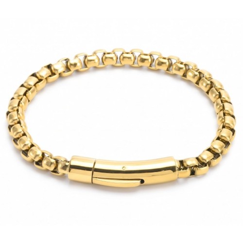 Men's Golden Steel Mesh Strap Rolo 6mm | Clasp