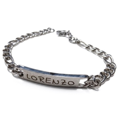 Men's Mesh Strap Figaro with Laser Engraved Plate