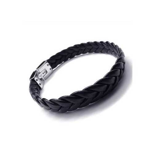 BRACCIALE IN VERA PELLE E ACCIAIO 316L CON CHIUSURA IN VERA PELLE DA UOMO PROMO NUOVO