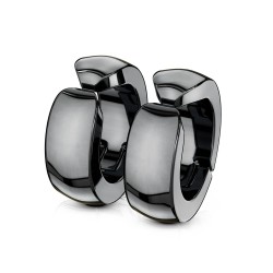 Fake pair men's all-black steel earrings for not pierced