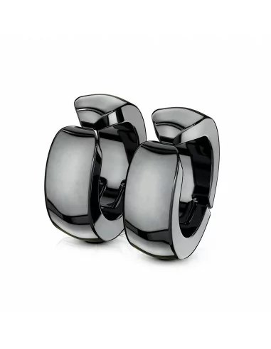 Gefälschtes Paar Herrenohrringe aus schwarzem Stahl für Nicht-Piercing
