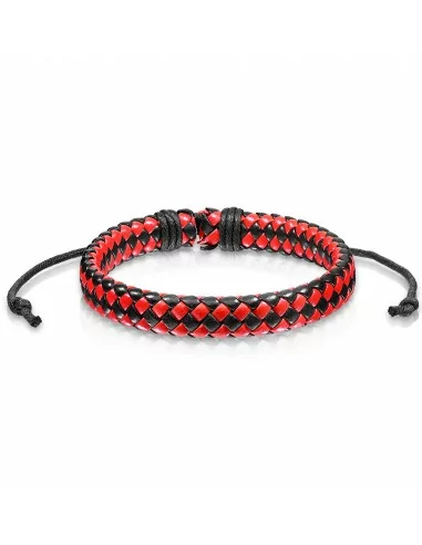 Verstellbares Herrenarmband aus Leder, Farbe Rot, Schwarz, Fuß, Vereinsfußball
