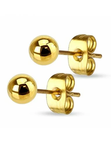 Paio di orecchini a bottone da donna e da uomo in acciaio perla pallina oro 5mm