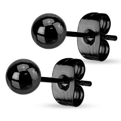 Pareja uñas pendientes mujer hombre acero negro bola de bola de 5mm
