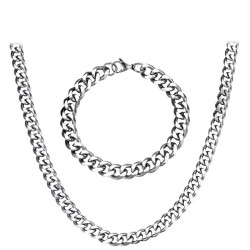 CHAINE POUR HOMME OU ADO EN ACIER 316L DE LUXE 51CM COULEUR ARGENT PROMO NEUF